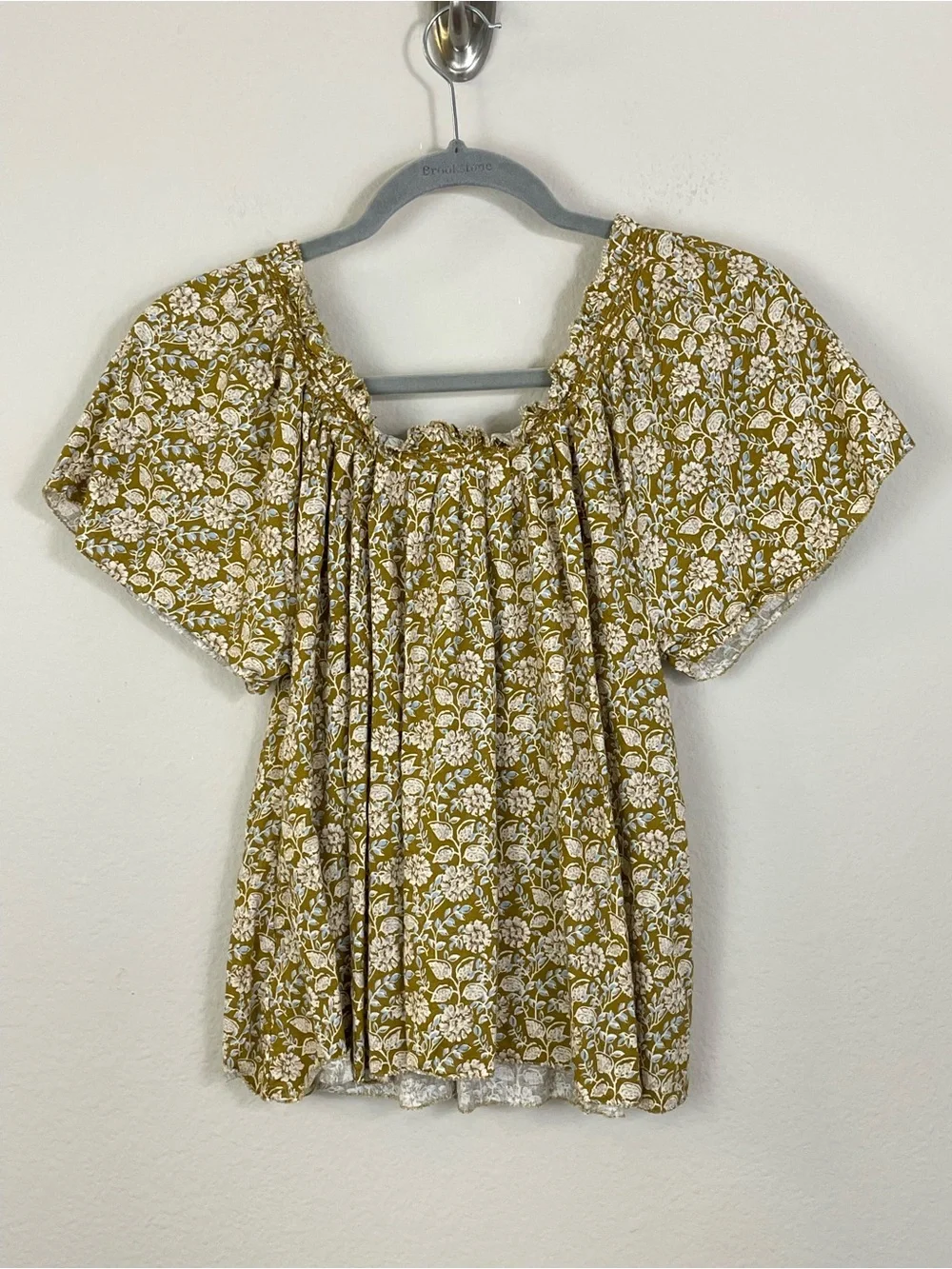 Faherty Annabelle Top - Golden Theodora Floral Linen Blouse Size XS - Picture 5 of 9